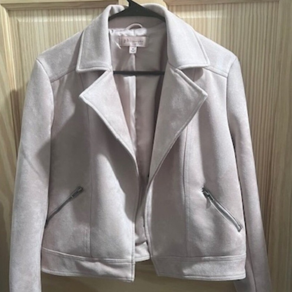 Philosophy faux suede Women Medium moto jacket soft lightweight modern pink
